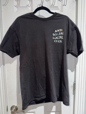 Anti Social Social Club Black Tee with Multicolor Chest Logo